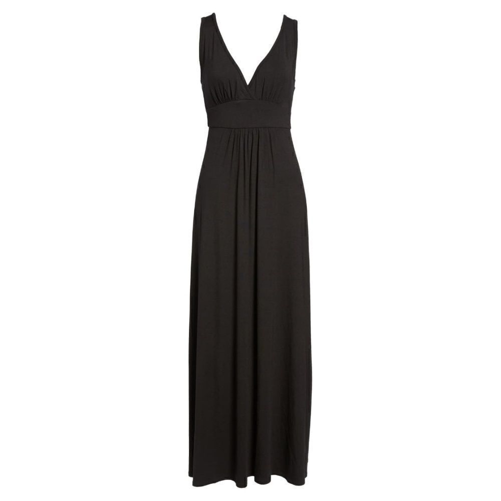 Loveappella vneck Jersey maxi dress black